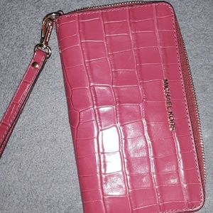 MK Embossed Maroon wristlet